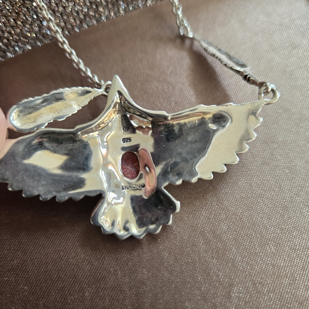 Sterling Silver Thunderbird Gemstone Necklace - image 5